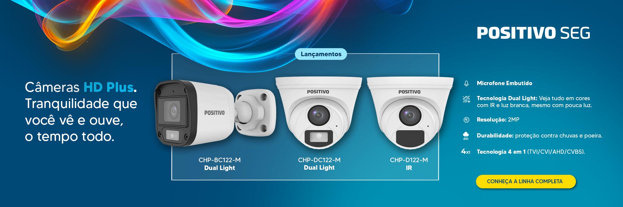 Banner destacando as câmeras com tecnologia Dual Light